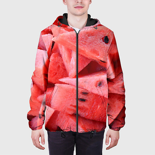 Мужская куртка Арбузные ломти / 3D-Черный – фото 3