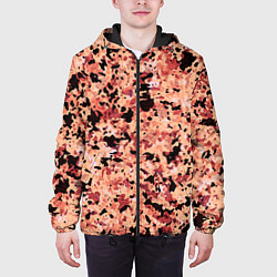 Куртка с капюшоном мужская Абстракция персиковый пятнистый, цвет: 3D-черный — фото 2