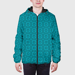 Куртка с капюшоном мужская Геометрический синий узор, цвет: 3D-черный — фото 2