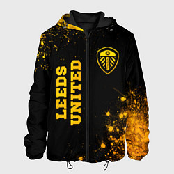 Куртка с капюшоном мужская Leeds United - gold gradient вертикально, цвет: 3D-черный