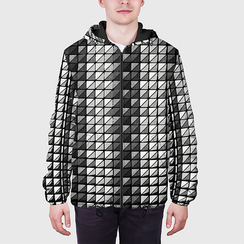 Мужская куртка Чёрно-белые квадраты / 3D-Черный – фото 3
