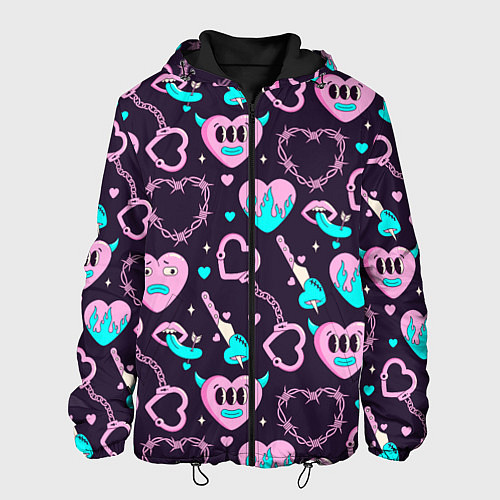 Мужская куртка Узор сердец и колючих проволок / 3D-Черный – фото 1