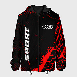 Куртка с капюшоном мужская Audi red sport tires, цвет: 3D-черный