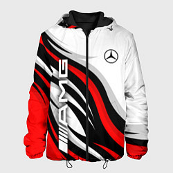 Куртка с капюшоном мужская Mercedes benz AMG - белый с красным, цвет: 3D-черный