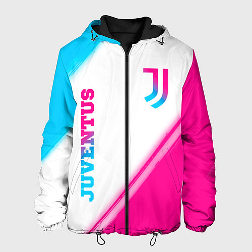 Мужская куртка Juventus neon gradient style вертикально / 3D-Черный – фото 1