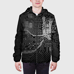 Куртка с капюшоном мужская Микросхема плата, цвет: 3D-черный — фото 2