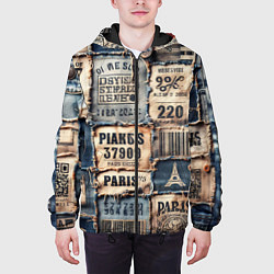 Куртка с капюшоном мужская Пэчворк джинсы из Парижа, цвет: 3D-черный — фото 2