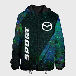 Куртка с капюшоном мужская Mazda sport glitch blue, цвет: 3D-черный
