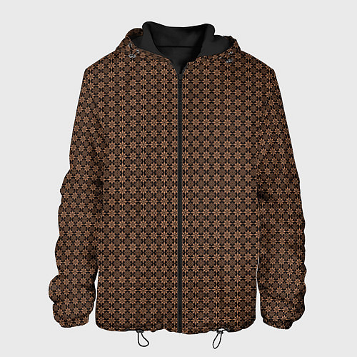 Мужская куртка Чёрно-коричневый паттерн узоры / 3D-Черный – фото 1