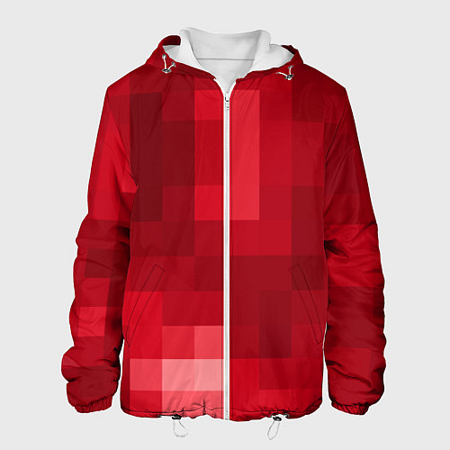 Мужская куртка Red cubes abstraction / 3D-Белый – фото 1