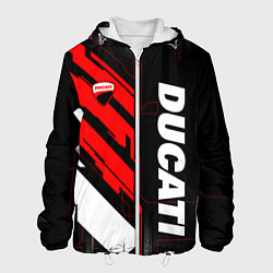 Куртка с капюшоном мужская Ducati - красный технологический, цвет: 3D-белый