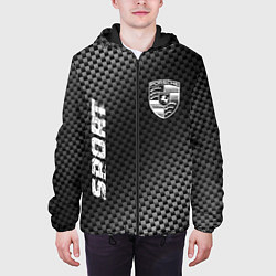 Куртка с капюшоном мужская Porsche sport carbon, цвет: 3D-черный — фото 2