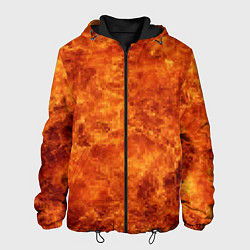 Куртка с капюшоном мужская Пламя 8бит текстура, цвет: 3D-черный