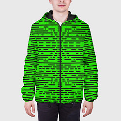 Куртка с капюшоном мужская Чёрные полосы на зелёном фоне, цвет: 3D-черный — фото 2