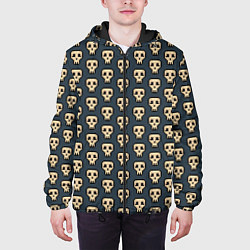 Куртка с капюшоном мужская Пиксельные черепа узор, цвет: 3D-черный — фото 2