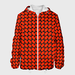 Куртка с капюшоном мужская Красные лепестки шестиугольники, цвет: 3D-белый