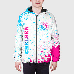 Куртка с капюшоном мужская Chelsea neon gradient style вертикально, цвет: 3D-черный — фото 2