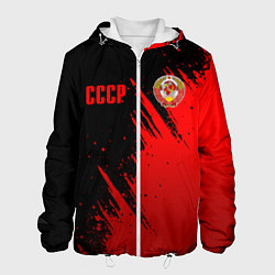 Куртка с капюшоном мужская СССР - черно-красный, цвет: 3D-белый