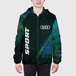 Куртка с капюшоном мужская Audi sport glitch blue, цвет: 3D-черный — фото 2