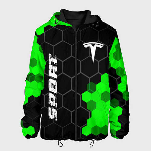 Мужская куртка Tesla green sport hexagon / 3D-Черный – фото 1