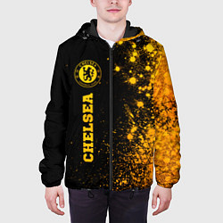 Куртка с капюшоном мужская Chelsea - gold gradient по-вертикали, цвет: 3D-черный — фото 2