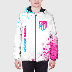 Куртка с капюшоном мужская Atletico Madrid neon gradient style вертикально, цвет: 3D-черный — фото 2