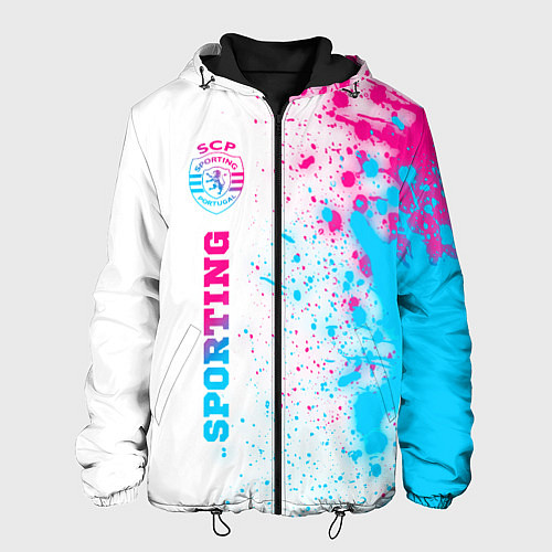 Мужская куртка Sporting neon gradient style по-вертикали / 3D-Черный – фото 1