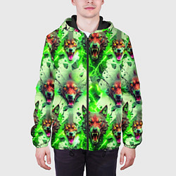 Куртка с капюшоном мужская Волки эпический паттерн, цвет: 3D-черный — фото 2