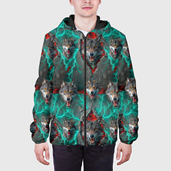 Куртка с капюшоном мужская Паттерн из волков эпично, цвет: 3D-черный — фото 2