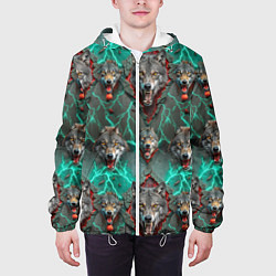 Куртка с капюшоном мужская Эпичный паттерн из волков, цвет: 3D-белый — фото 2