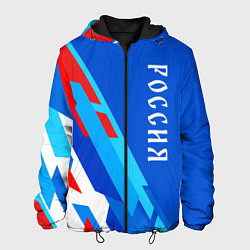 Куртка с капюшоном мужская Абстрактный триколор Россия, цвет: 3D-черный