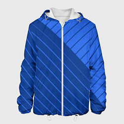 Куртка с капюшоном мужская Сине-голубой косые полосы, цвет: 3D-белый