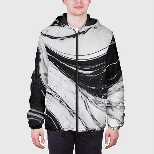 Мужская куртка Мрамор черно-белый / 3D-Черный – фото 3