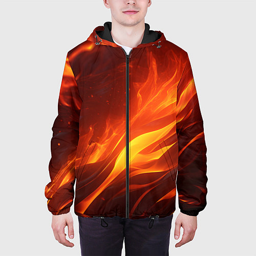 Мужская куртка Яркие языки пламени / 3D-Черный – фото 3