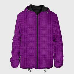 Куртка с капюшоном мужская Ярко-фиолетовый однотонный с рисуноком, цвет: 3D-черный