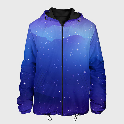 Мужская куртка Синий космос и звезды / 3D-Черный – фото 1
