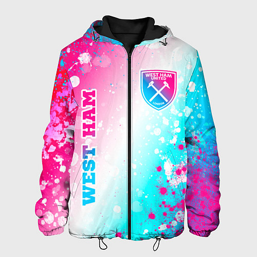 Мужская куртка West Ham neon gradient style вертикально / 3D-Черный – фото 1