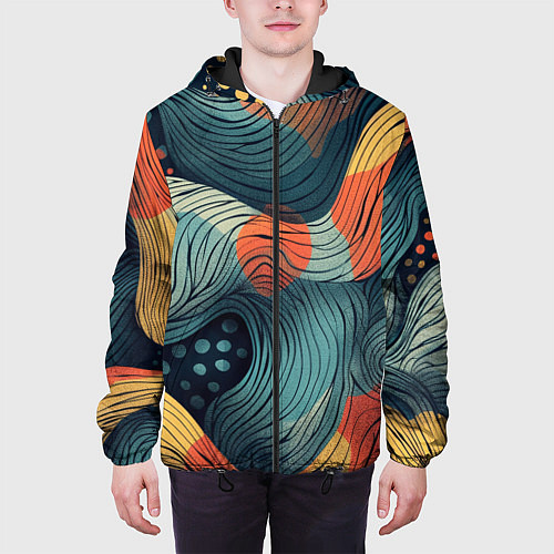 Мужская куртка Волны линиями / 3D-Черный – фото 3