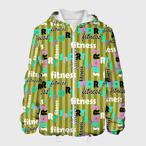 Мужская куртка Спорт и фитнес оливковый полосатый узор с текстом / 3D-Белый – фото 1