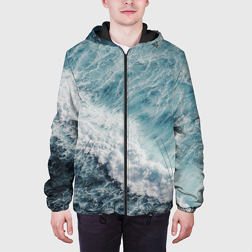 Мужская куртка Морская бирюзовая волна / 3D-Черный – фото 3