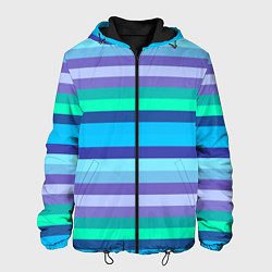 Куртка с капюшоном мужская Горизонтальные полосы холодных цветов, цвет: 3D-черный