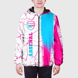 Куртка с капюшоном мужская Arsenal neon gradient style по-вертикали, цвет: 3D-черный — фото 2