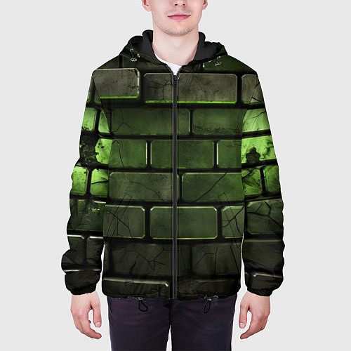 Мужская куртка Зеленые неоновые кирпичи / 3D-Черный – фото 3