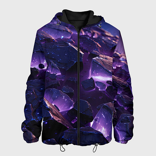 Мужская куртка Фиолетовые неоновые камни со светом / 3D-Черный – фото 1