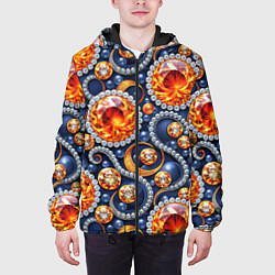 Куртка с капюшоном мужская Ювелирные украшение с золотом и бриллиантом паттер, цвет: 3D-черный — фото 2