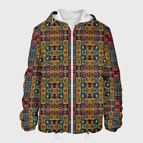 Мужская куртка Геометрический африканский узор-паттерн / 3D-Белый – фото 1