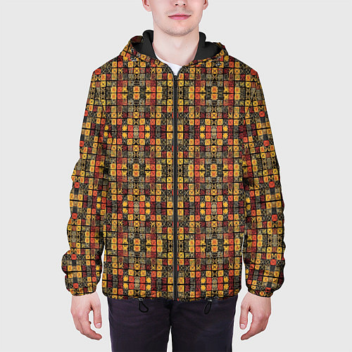 Мужская куртка Абстрактный африканский узор / 3D-Черный – фото 3