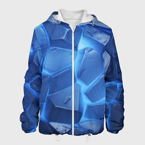Мужская куртка Синие ледяные плиты с разломом / 3D-Белый – фото 1