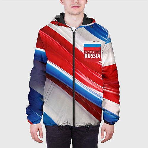 Мужская куртка Герб России на абстрактном фоне / 3D-Черный – фото 3