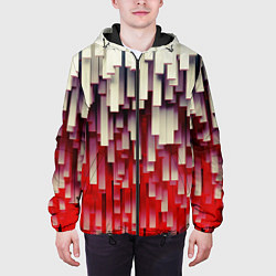 Куртка с капюшоном мужская Блоки-сталактиты с красной подсветкой, цвет: 3D-черный — фото 2